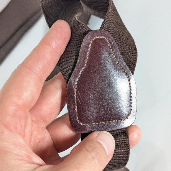 Vintage brown elastic and leather adjustable mens suspenders CAS W-Germany - Picture 4 of 5
